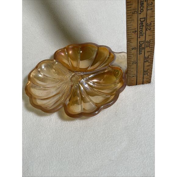 VTG Jeannette Glass Marigold Carnival Glass Doric Pattern Clover Nut Dish - Picture 5 of 6
